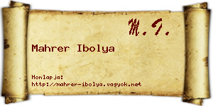 Mahrer Ibolya névjegykártya